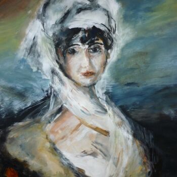 Painting titled "L'actrice aux yeux…" by Christelle Veron Cherbonnier, Original Artwork, Other