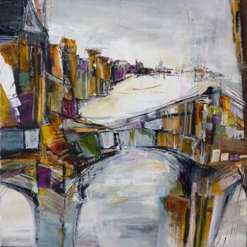 Peinture intitulée "Le pont des rêveurs" par Christelle Veron Cherbonnier, Œuvre d'art originale, Autre