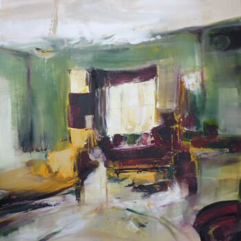 Malerei mit dem Titel "Le salon vert" von Christelle Veron Cherbonnier, Original-Kunstwerk, Acryl