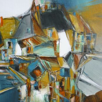 Pintura intitulada "Villages d'Indre 1" por Christelle Veron Cherbonnier, Obras de arte originais, Acrílico