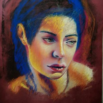 Dibujo titulada "Portrait couleurs" por Christelle Fontenoy, Obra de arte original, Conté