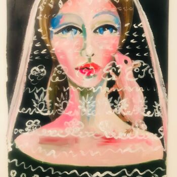 Pintura intitulada "La femme et la Sour…" por Christelle Delorme, Obras de arte originais, Óleo Montado em Painel de madeira