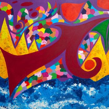 Painting titled "Voyage" by Christelle Huillery, Original Artwork, Acrylic
