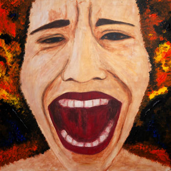 Painting titled "Cri" by Christelle Huillery, Original Artwork, Acrylic