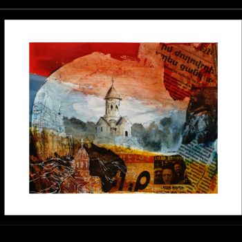 Painting titled "Triptyque Arménie m…" by Christel Montauban, Original Artwork, Ink