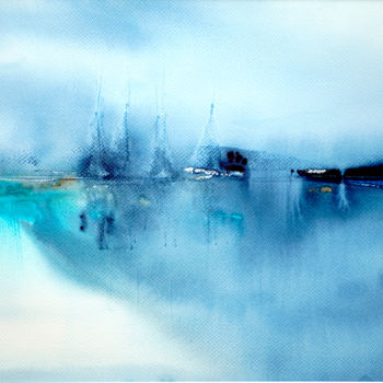 Peinture intitulée "Les voiliers quitte…" par Christel Montauban, Œuvre d'art originale, Aquarelle