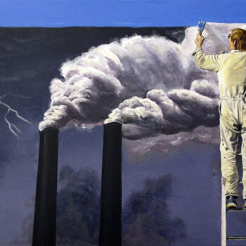 Malarstwo zatytułowany „Juste ciel” autorstwa Christian Assel, Oryginalna praca, Akryl Zamontowany na Drewniana rama noszy
