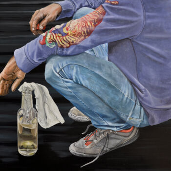 Pintura titulada "Bouteille à l'amer" por Christian Assel, Obra de arte original, Acrílico Montado en Bastidor de camilla de…