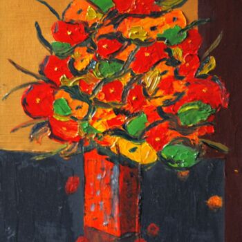 Pintura intitulada "Fleur-001" por Christian Bailly-Grandvaux, Obras de arte originais, Óleo