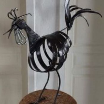 Sculpture intitulée "Archibal le coq" par Christian Barbance, Œuvre d'art originale, Métaux