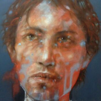 Painting titled "BASTIEN" by Christian Baron, Original Artwork, Oil Mounted on Wood Stretcher frame