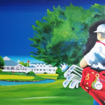 Peinture intitulée "Golfeurs de Bourgen…" par Christian Baudoin, Œuvre d'art originale, Acrylique