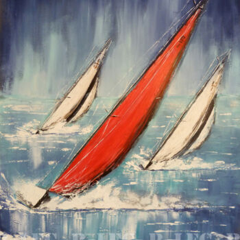 Peinture intitulée "Bateaux dans la tou…" par B-Lec, Œuvre d'art originale, Acrylique Monté sur Châssis en bois