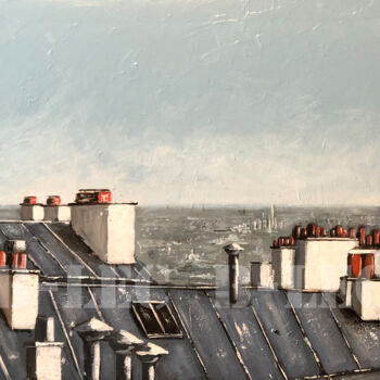 Pintura intitulada "Les toits de Paris" por B-Lec, Obras de arte originais, Acrílico Montado em Armação em madeira