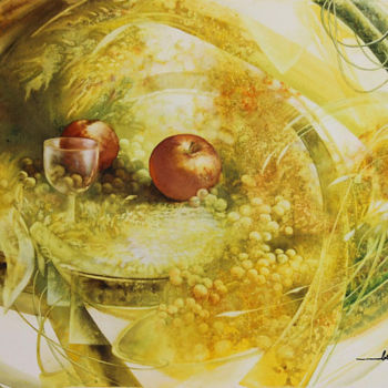 Pittura intitolato "" Délice  " Aquarel…" da Christian Bessede, Opera d'arte originale, Acquarello