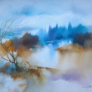 Painting titled "Paysage aquarelle25" by Christian Bessede, Original Artwork, Watercolor