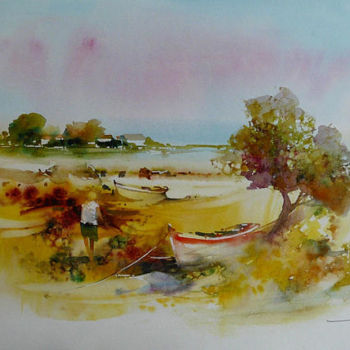 Painting titled "Paysage aquarelle 12" by Christian Bessede, Original Artwork, Watercolor