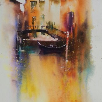 Painting titled "ballade à venise" by Christian Bessede, Original Artwork, Watercolor