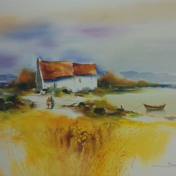 Painting titled "ballade 1" by Christian Bessede, Original Artwork, Watercolor