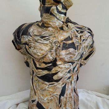 Sculpture titled "Le masque de fer" by Christian Bessede, Original Artwork, Mixed Media