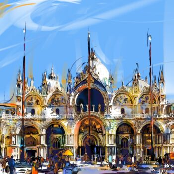 Arts numériques intitulée "San Marco Venise" par Christian Bessede, Œuvre d'art originale, Peinture numérique