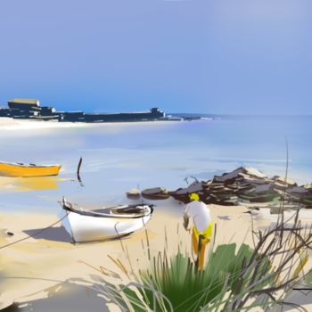 Digital Arts titled "Ma plage" by Christian Bessede, Original Artwork, Digital Painting