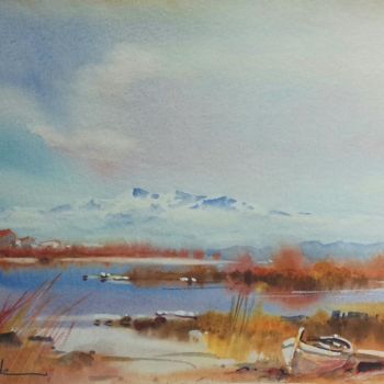 Painting titled "Paysage aquarelle 1" by Christian Bessede, Original Artwork, Watercolor
