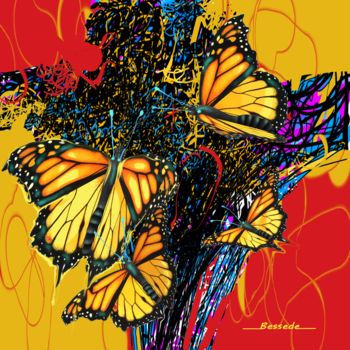 Arte digital titulada "La danse des papill…" por Christian Bessede, Obra de arte original, Pintura Digital