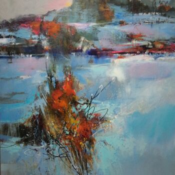 Schilderij getiteld "Paysage montagne 5" door Christian Bessede, Origineel Kunstwerk, Acryl