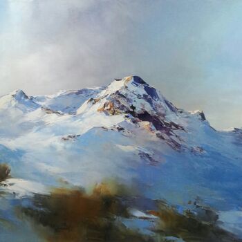 Painting titled "Paysage montagne 15" by Christian Bessede, Original Artwork, Oil