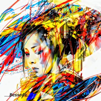 Arts numériques intitulée "La geisha 2" par Christian Bessede, Œuvre d'art originale, Peinture numérique