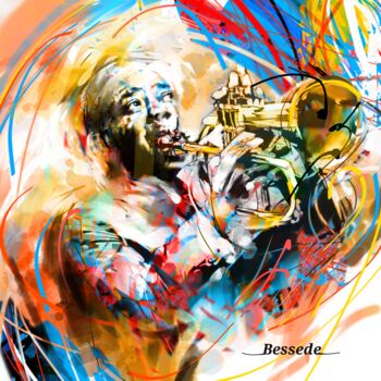 Arts numériques intitulée "Jazzman" par Christian Bessede, Œuvre d'art originale, Peinture numérique