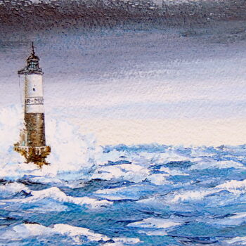 Peinture intitulée "Phare Ar Men" par Christian Biard, Œuvre d'art originale, Huile