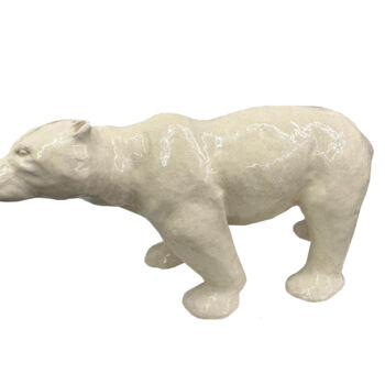 Skulptur mit dem Titel "L'ours blanc" von Christian Bigeast, Original-Kunstwerk, Keramik