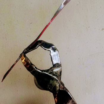 Sculpture titled "main d'écrivain" by Christian Canivenc, Original Artwork, Metals