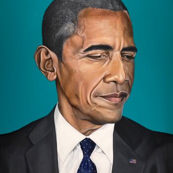 Painting titled "Barak Obama" by Christian Charrière, Original Artwork, Oil