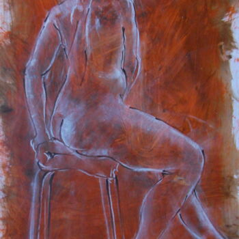 Tekening getiteld "Femme nue sur tabou…" door Christian Choquet, Origineel Kunstwerk, Pastel