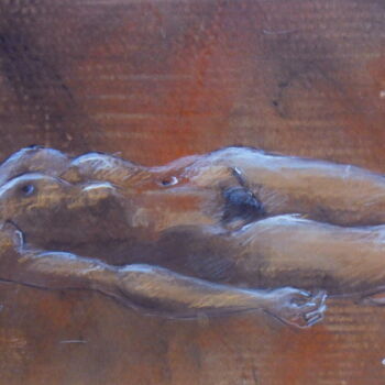 Dessin intitulée "La métisse endormie" par Christian Choquet, Œuvre d'art originale, Acrylique
