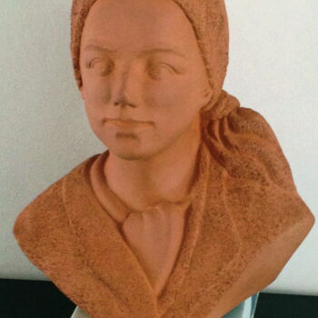 Sculpture titled "BUSTE DE BERNADETTE…" by Christian Choquet, Original Artwork, Ceramics