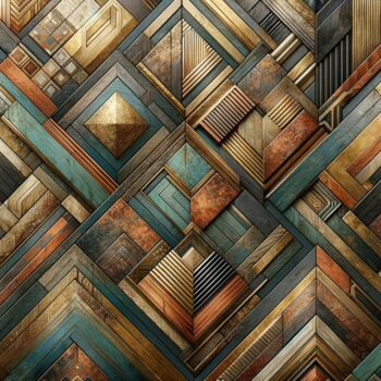 Arts numériques intitulée "Geometric Echoes: A…" par Christian Debien, Œuvre d'art originale, Collage numérique