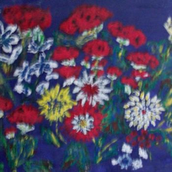 Pintura intitulada "fleurs" por Christian Deligny, Obras de arte originais, Óleo