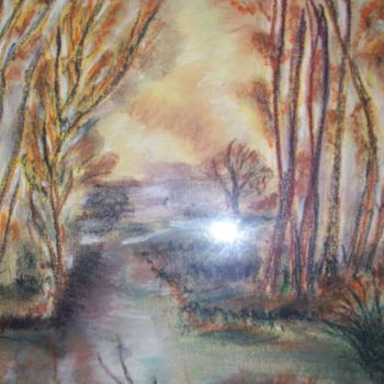 Painting titled "vers l eau" by Christian Deligny, Original Artwork, Pastel