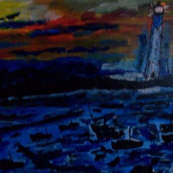 Peinture intitulée "bord de mer" par Christian Deligny, Œuvre d'art originale, Acrylique
