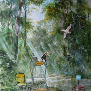 Peinture intitulée "nouvelle jungle à l…" par Christian Eprinchard, Œuvre d'art originale, Huile