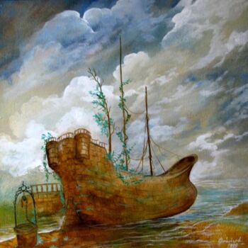 Painting titled "voyage immobile" by Christian Eprinchard, Original Artwork, Oil