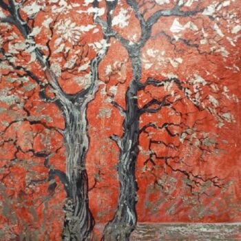 Peinture intitulée "Arbre aux feuilles…" par Christian Eprinchard, Œuvre d'art originale, Huile