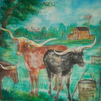 Painting titled "Paysages  Texas" by Christian Eprinchard, Original Artwork, Acrylic