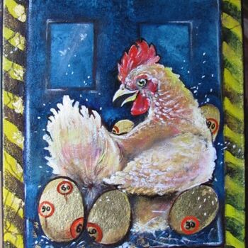 Картина под названием "La poule aux oeufs…" - Christian Eprinchard, Подлинное произведение искусства, Масло