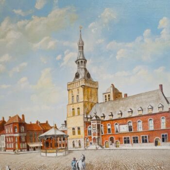 Malerei mit dem Titel "Place de Bailleul F…" von Christian Florquin, Original-Kunstwerk, Öl