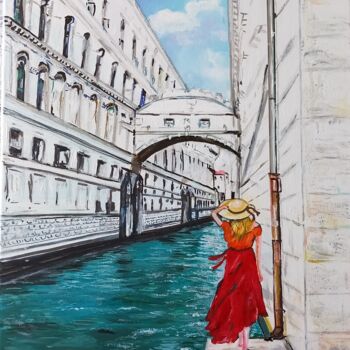 Painting titled "La Fille au Pont de…" by Christian Garnier, Original Artwork, Acrylic